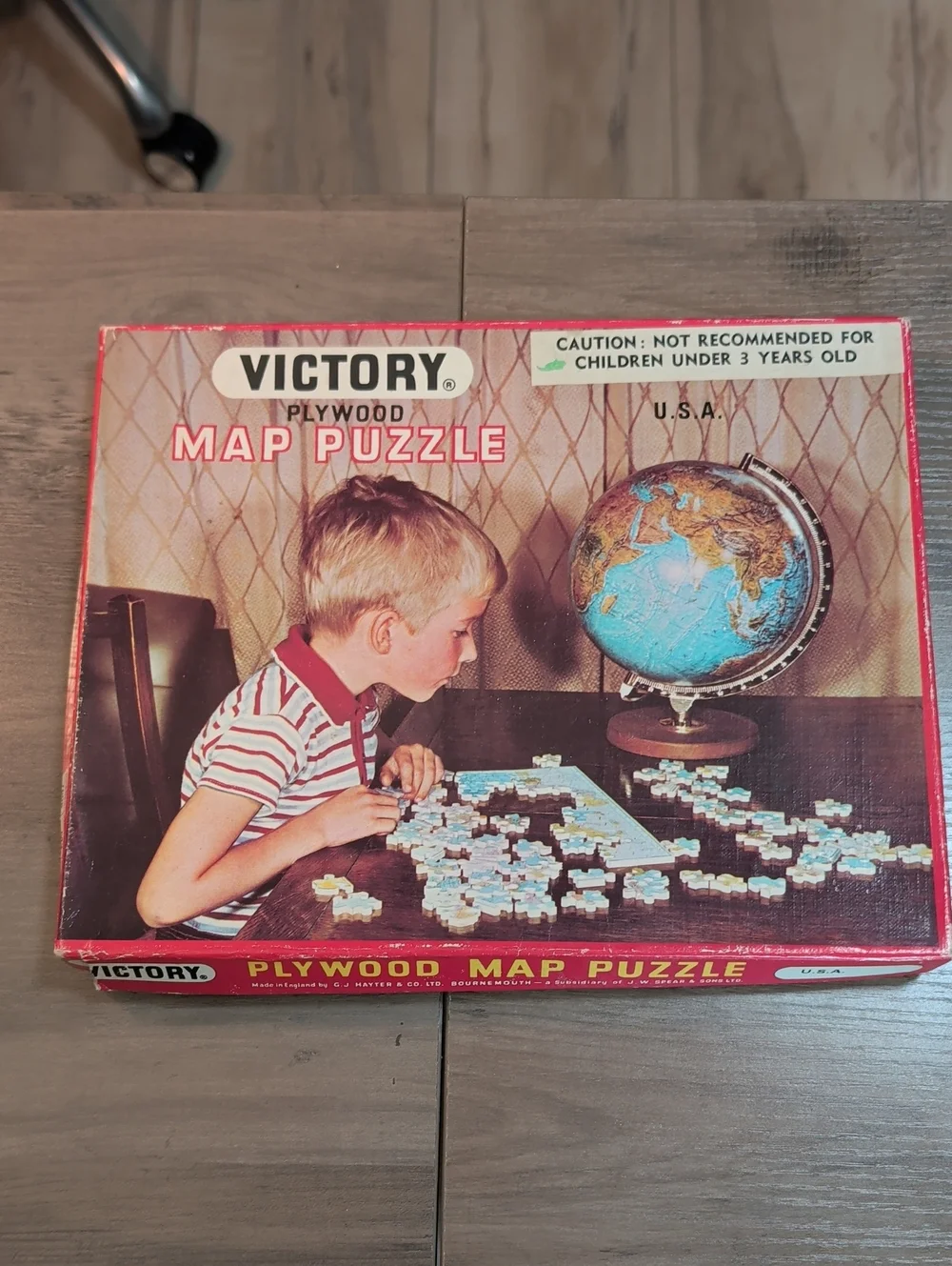 Vintage Victory Plywood Map Puzzle